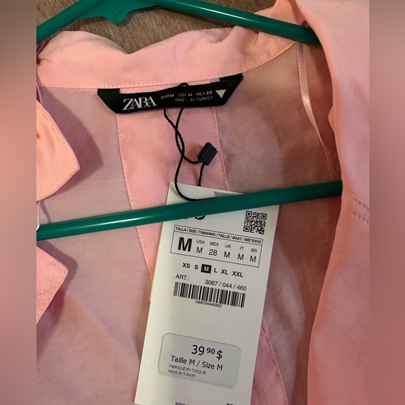 ZARA pink button up short sleeve shirt - Picture 2 of 3
